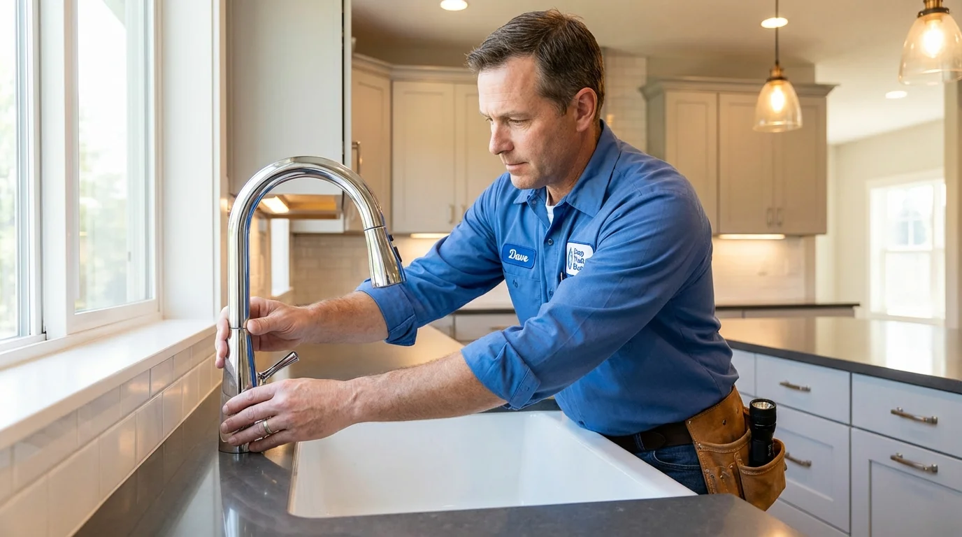 Kitchen faucet installation by Johns Plumbing LLC in De Pere