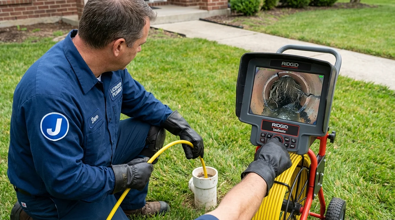 Sewer camera inspection being performed by Johns Plumbing LLC in De Pere