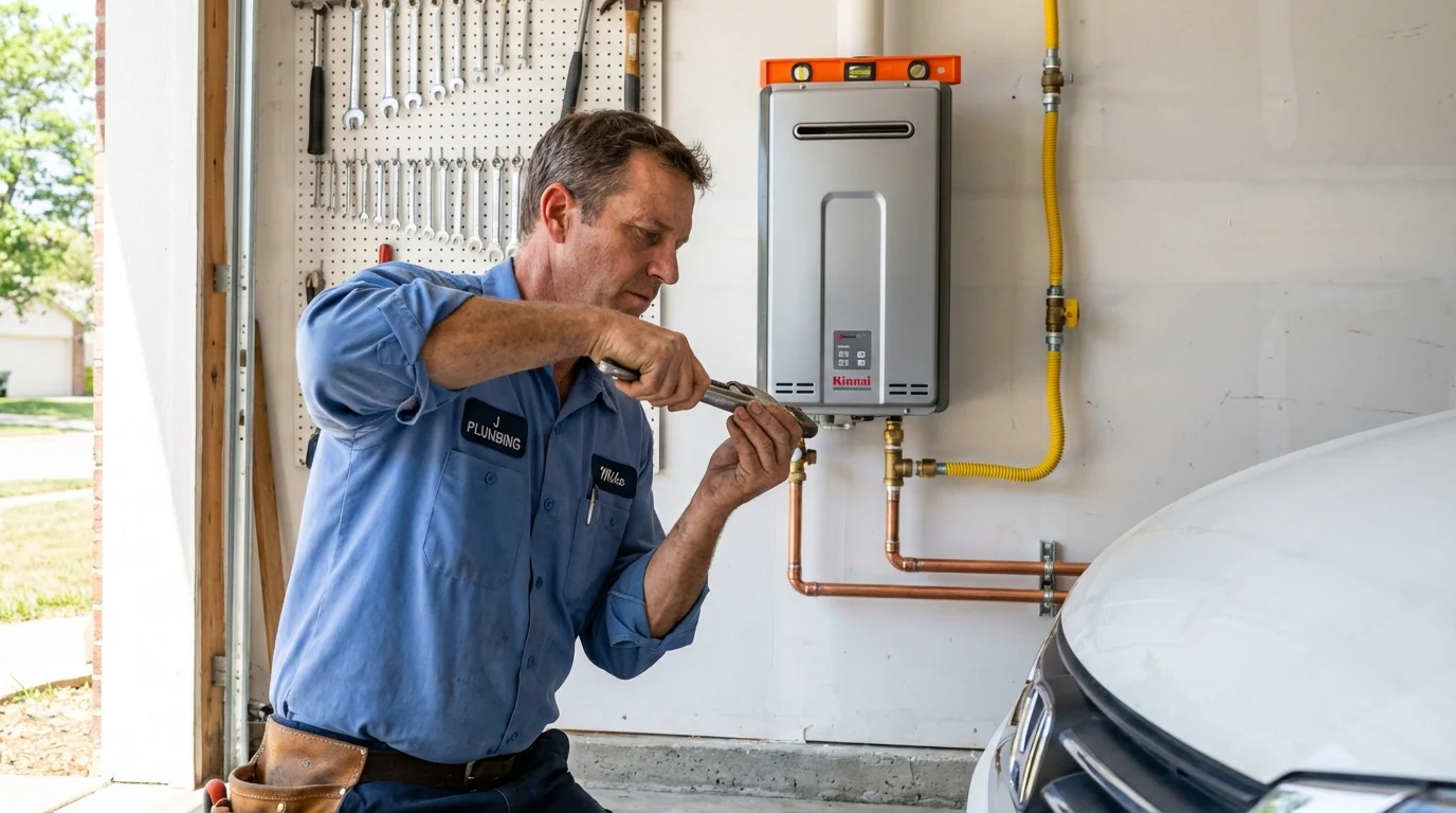 Tankless water heater installation by a Johns Plumbing LLC plumber in De Pere